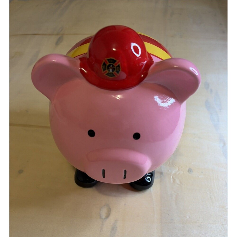 FAB Starpoint Ceramic Fireman Piggy Bank 8.25”x 6.5”x 6.25” Kids Gifts Room